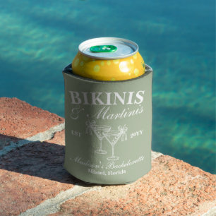 Enfriador De Latas Personalizado Sage Bikini y Martini Bachelorette
