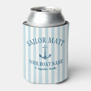 Enfriador De Latas Personalizado Sailor Nombre Florida Anchor