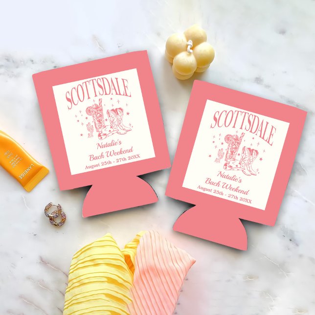 Enfriador De Latas Personalizado Scottsdale Bachelorette Party Brides (Subido por el creador)