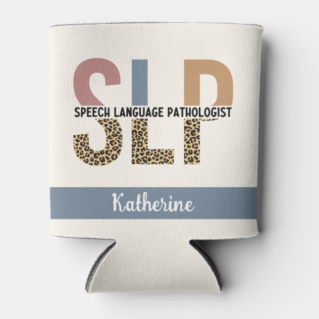 Enfriador De Latas Personalizado SLP Speech Pathólogo Leopard Print (Anverso)