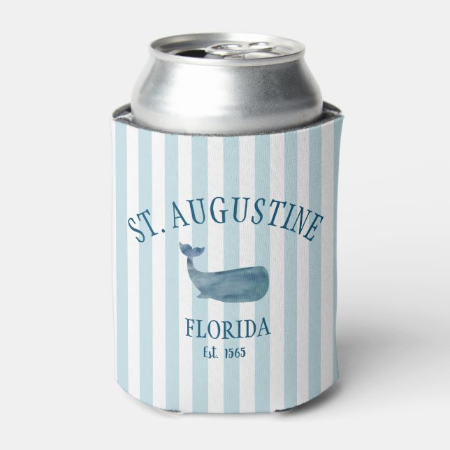 Enfriador De Latas Personalizado St Augustine Florida Est Beach Whale (Lata Anverso)