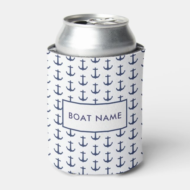 Enfriador De Latas Personalizado Su Nombre Nautical Anchor (Lata Anverso)