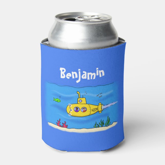 Enfriador De Latas Personalizado submarino feliz (Lata Anverso)