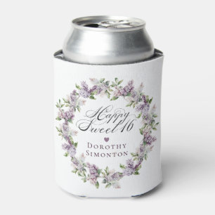 Enfriador De Latas Personalizado Sweet 16 Purple Lilac Spring Flower