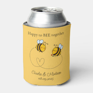 Enfriador De Latas Personalizado Textos Feliz Abejas de Amor