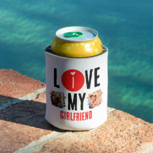 Enfriador De Latas Personalizado único 2 foto collage I Love My Girlf