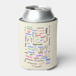 Enfriador De Latas Personalizado único de nube de palabras de familia