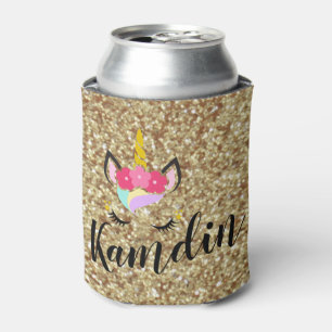 Enfriador De Latas Personalizado Unicorn Gold Glitt Koozie Can Holder