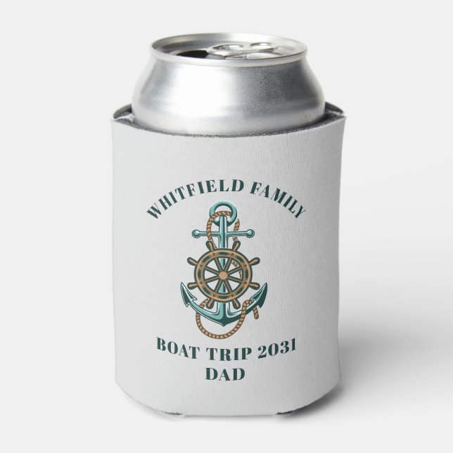 Enfriador De Latas Personalizado Vacaciones Náuticas Familia Cruceros (Lata Anverso)