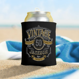 Enfriador De Latas Personalizado Vintage De Color Negro Y Oro De Edad