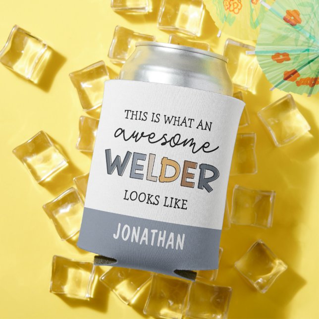 Enfriador De Latas Personalizado Welder divertidos regalos increíbles (Verano in situ)