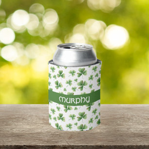 Enfriador De Latas Personalizar patrón de Shamrock acuarela