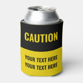 Enfriador De Latas Personalizar Precaución Rótulo amarillo negro
