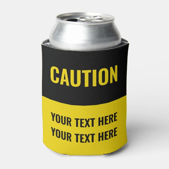Enfriador De Latas Personalizar Precaución Rótulo amarillo negro (Lata Anverso)