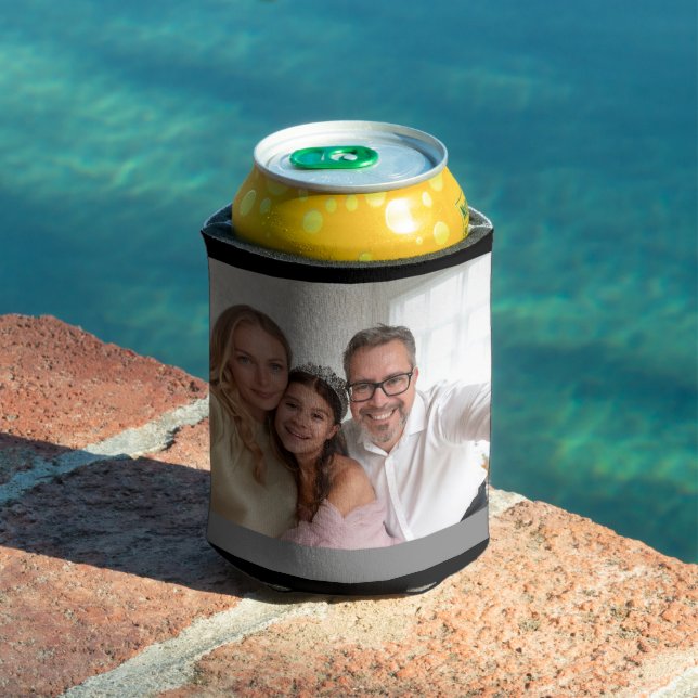 Enfriador De Latas Personalized 2 Photo Template Double Sided Can Coo (Piscina in situ)