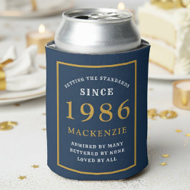 Enfriador De Latas Personalized 40th Birthday 1986 Elegant Blue Gold