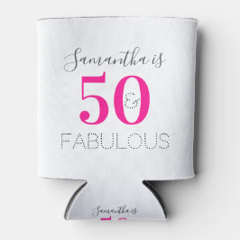 Enfriador De Latas Personalized 50 and Fabulous Hot Pink Birthday