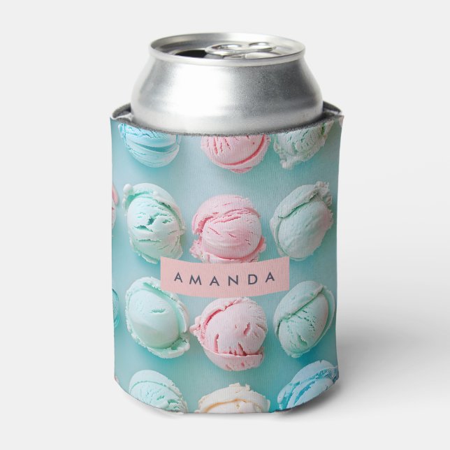 Enfriador De Latas Personalized Elegant Pastel Stripe Ice Cream  (Lata Anverso)