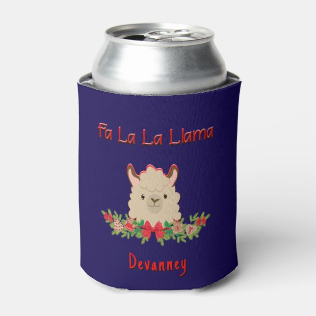 Enfriador De Latas Personalized Fa La La Llama Christmas (Lata Anverso)
