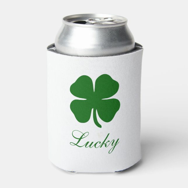 Enfriador De Latas Personalized Lucky Green Clover (Lata Anverso)