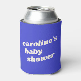 Enfriador De Latas Personalized Modern Bright Blue Retro Baby Shower 