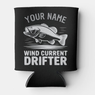 Enfriador De Latas Personalized Name Wind Current Drifter Bass Fish