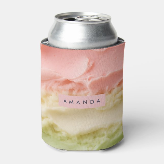 Enfriador De Latas Personalized Pastel Neapolitan Ice Cream Stripe (Lata Anverso)