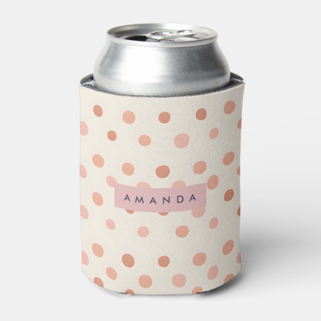 Enfriador De Latas Personalized Pastel Peach & Blush Polka Dot  (Lata Anverso)