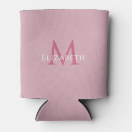 Enfriador De Latas Personalized Pink Monogram Elegant Initial Name