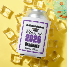 Enfriador De Latas Personalized Purple Class of 2026 Graduation Party