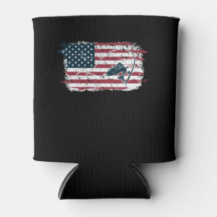 Enfriador De Latas Pesca con bandera estadounidense