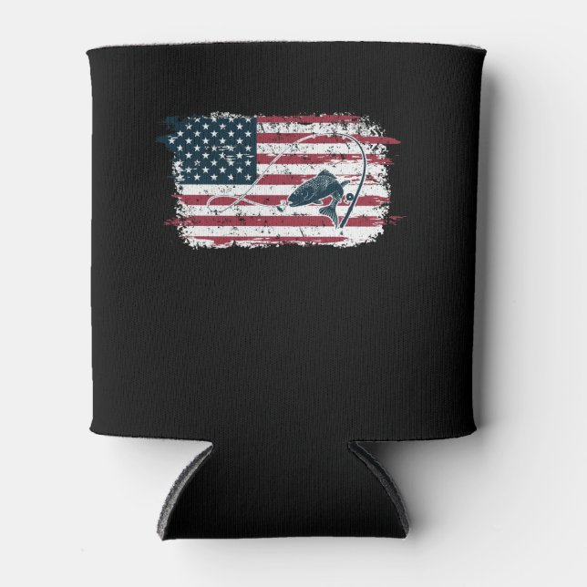 Enfriador De Latas Pesca con bandera estadounidense (Anverso)