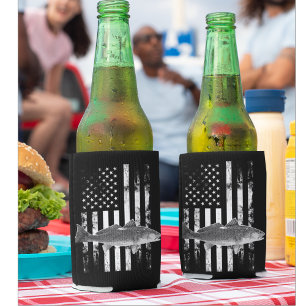 Enfriador De Latas Pesca de peces rojos en la bandera estadounidense