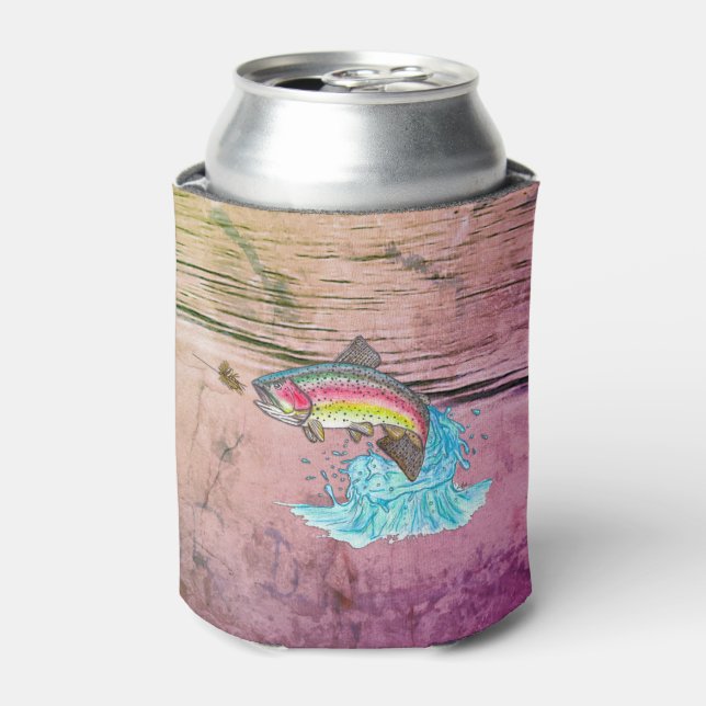 Enfriador De Latas Pesca de trucha arco iris saltando (Lata Anverso)
