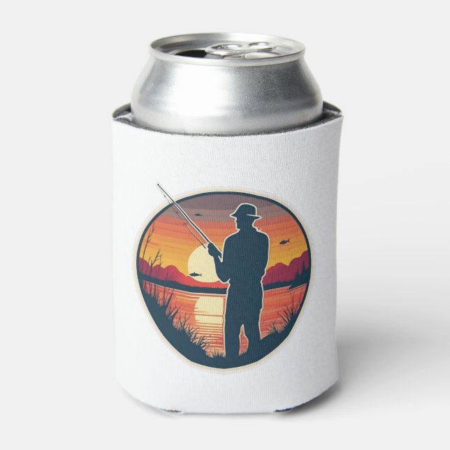 Enfriador De Latas Pesca Retro Pesca Pescado Mar Sunset (Lata Anverso)