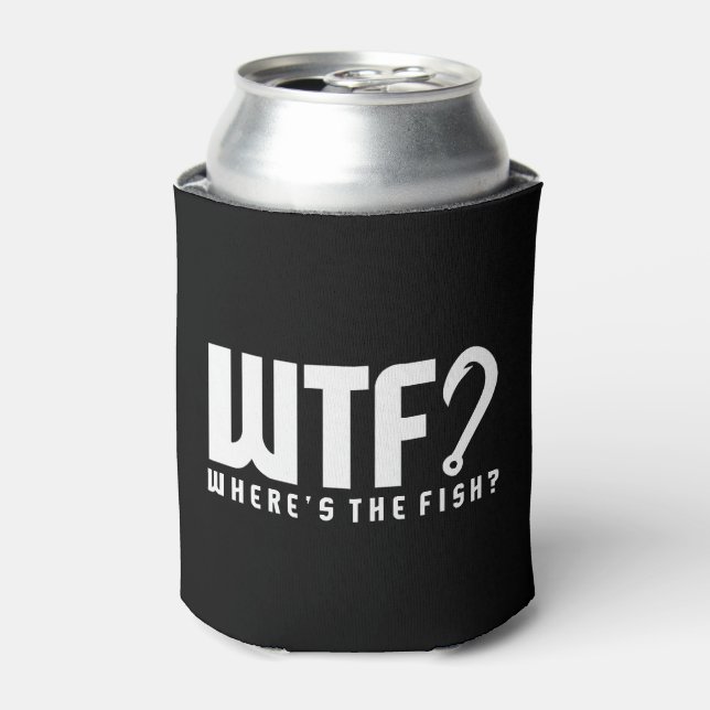 Enfriador De Latas Pesca - wtf dónde está el pez (Lata Anverso)