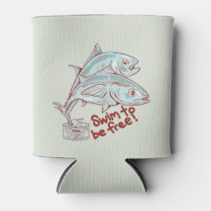 Enfriador De Latas Pescado de atún escapando a una lata