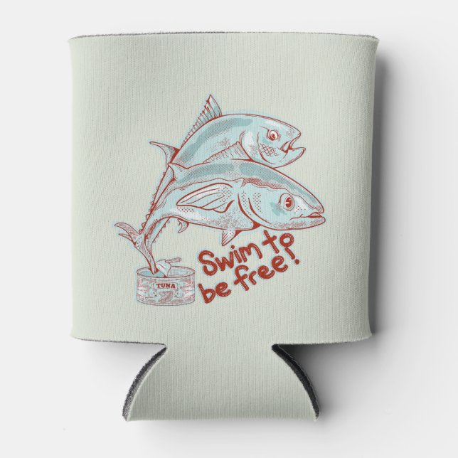 Enfriador De Latas Pescado de atún escapando a una lata (Anverso)