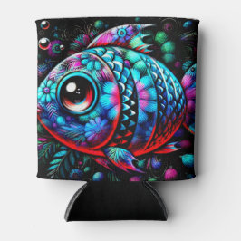 Enfriador De Latas Pescado floral de ojos grandes y caprichosos Rosa