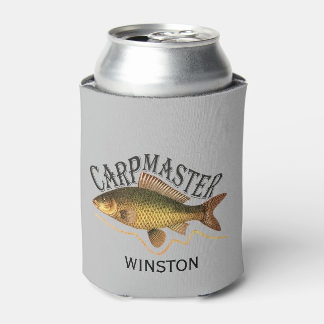 Enfriador De Latas Pescado maestro de carpa con nombre (Lata Anverso)