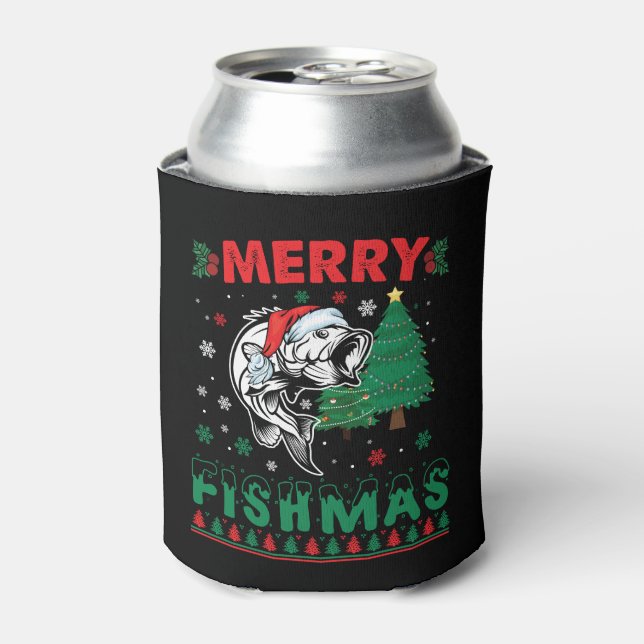 Enfriador De Latas Pescadores de Feliz Pescado Navidades de Pescadore (Lata Anverso)