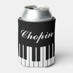Enfriador De Latas Pianista blanco y negro personalizado nombre