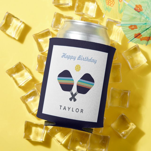 Enfriador De Latas Pickleball Fiesta Sports Dark Blue Striped Paddles (Verano in situ)