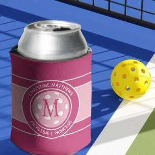 Enfriador De Latas Pickleball Funny Cita Nombre personalizado Pink in