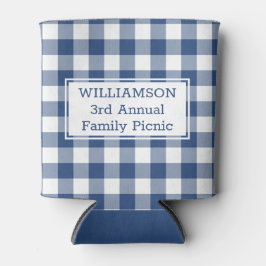 Enfriador De Latas Picnic Blue White Buffalo Check Custom Name Family