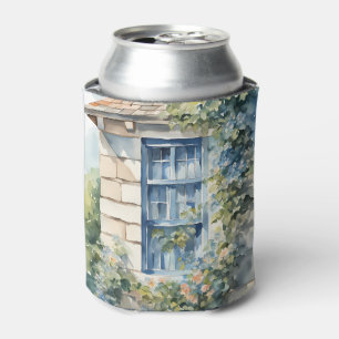 Enfriador De Latas Piedra de pared de ventana azul Cabaña Vides