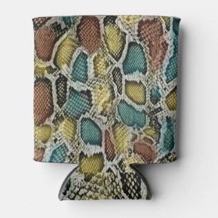 Enfriador De Latas Piel colorida de serpiente: diseño sin costura.