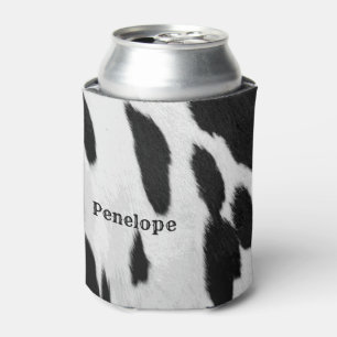 Enfriador De Latas Piel de vaca Holstein negro y blanco con nombre