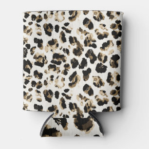 Enfriador De Latas Piel leopardo acuarela, fondo de tintes.