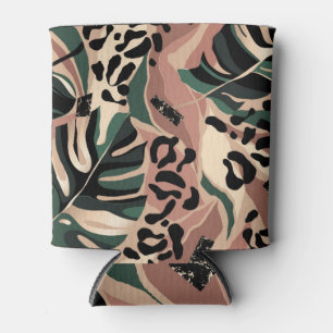 Enfriador De Latas Piel leopardo exótica: floral moderna